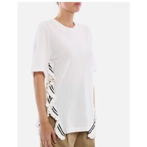 3.1 Phillip Lim Shirt Womens Large White Ruffle Trim Short Sleeve Designer Top